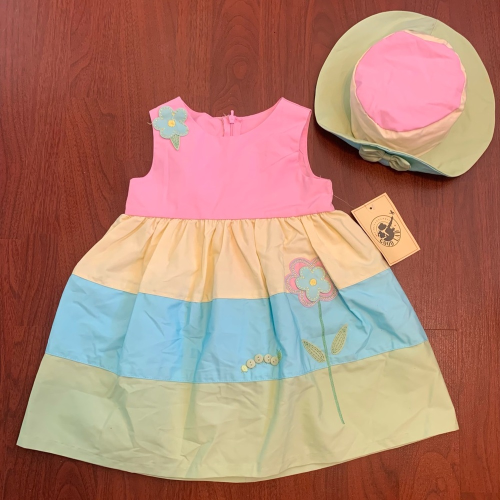 Vintage Good Lad Girls Dress & Matching Hat Size 24 Months